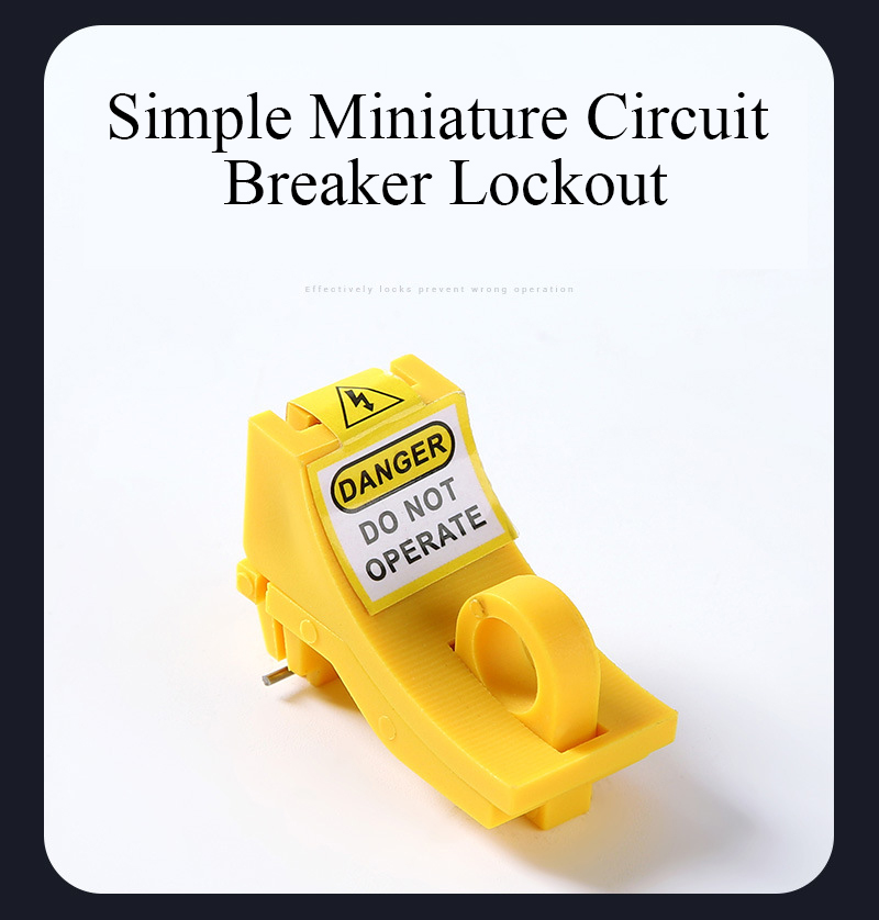 These durable user friendly MCB Lockoff Devices may be used to keep workers safe in many environments. They are available in many different varieties to suit your needs.     Circuit Breakers are an ideal way to centralise an isolation point on an electrical circuit, as well as providing an alternative where masses of fuses may be required. However, if you are using them to isolate a piece of equipment, they can still be reactivated by anyone who may be nearby. To this end, these Mini Circuit Breaker Lockouts provide the solution; they prevent reactivation of any circuit breaker (accidental or otherwise) and reduce the risk of electrocution while maintenance is being performed. a) Mini circuit breaker locks are made from Nylon. b) A safe and effective method for locking out miniature circuit breakers, commonly used in European and Asian equipment. c) Lock with our Safety Padlocks.  d) Devices can support padlocks. e) Easily to be installed, no tools needed.  f) Used for single and multi-pole circuit breakers.