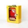 Yellow Steel Management Lockout Station with Two Adjustable Separators GL-03