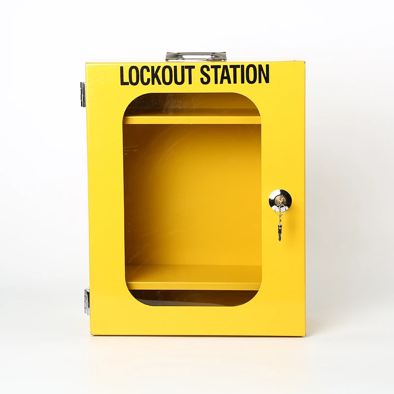 Yellow Steel Management Lockout Station with Two Adjustable Separators GL-03