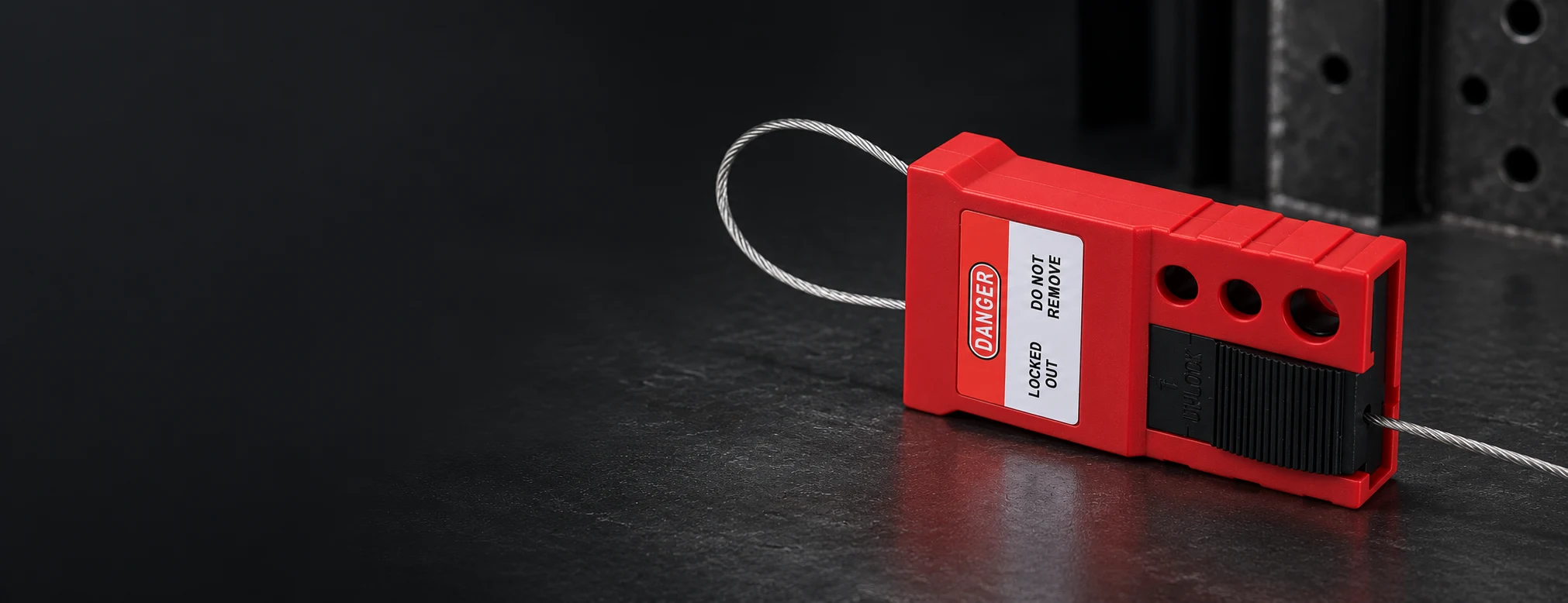 Cable Lockouts products on a dark studio display; AI-restaged from BOYUE product photos