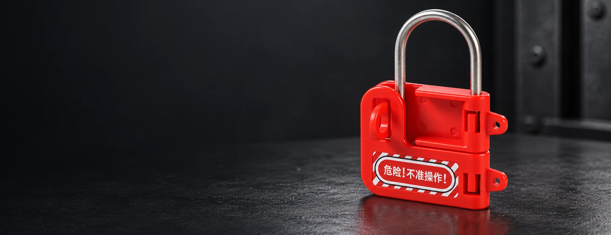 Lockout Hasp products on a dark studio display; AI-restaged from BOYUE product photos