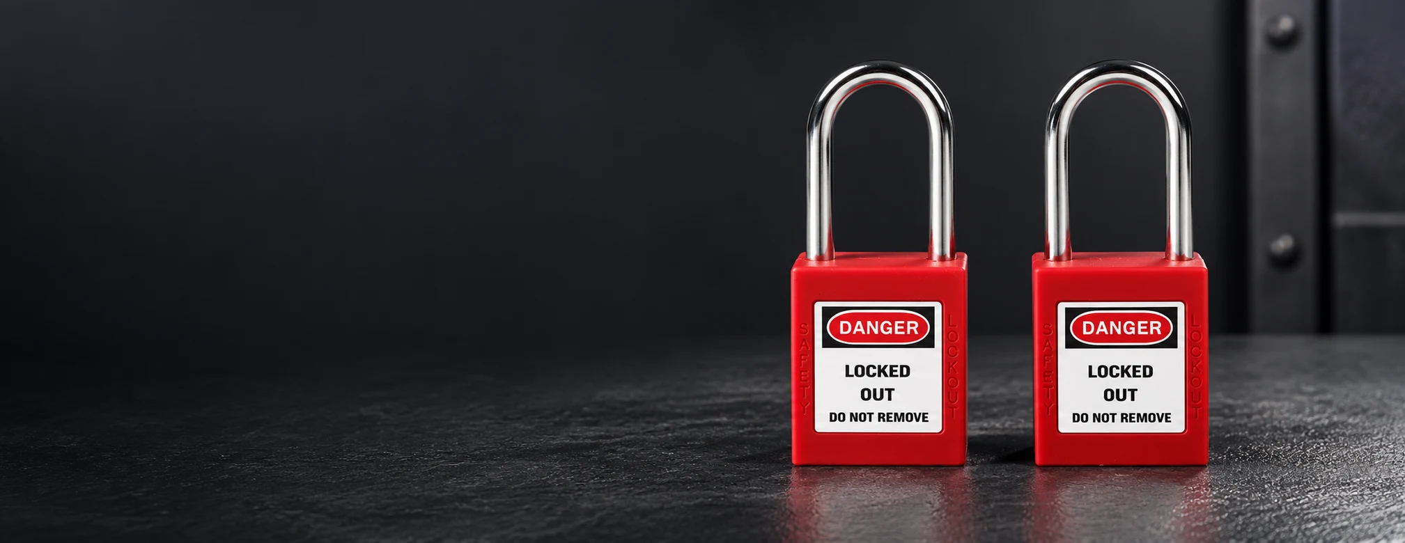 Safety Padlock products on a dark studio display; AI-restaged from BOYUE product photos